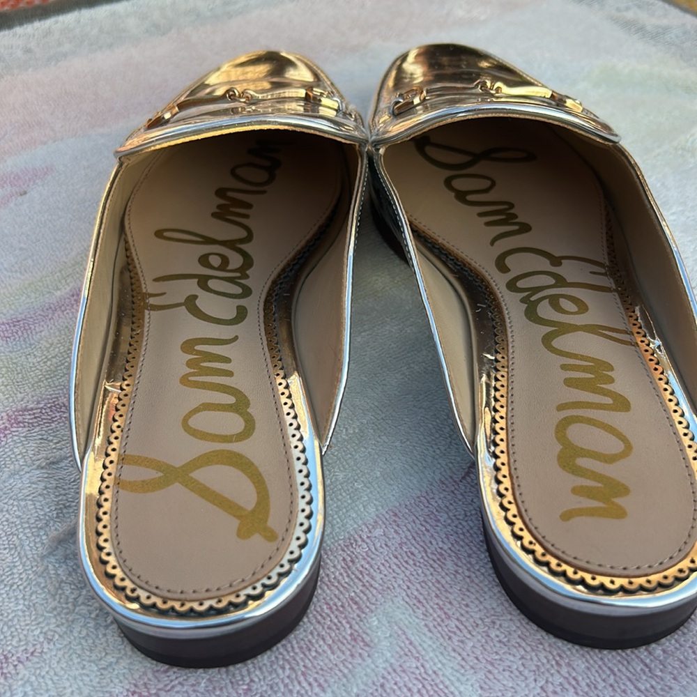 NWOT Sam Edelman Silver Linnie Bit Mules in Soft Silver size 7 - Picture 3 of 4